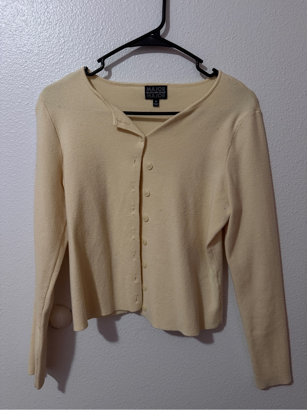 MAJOR MAJOR Cream Button-Up Cardigan